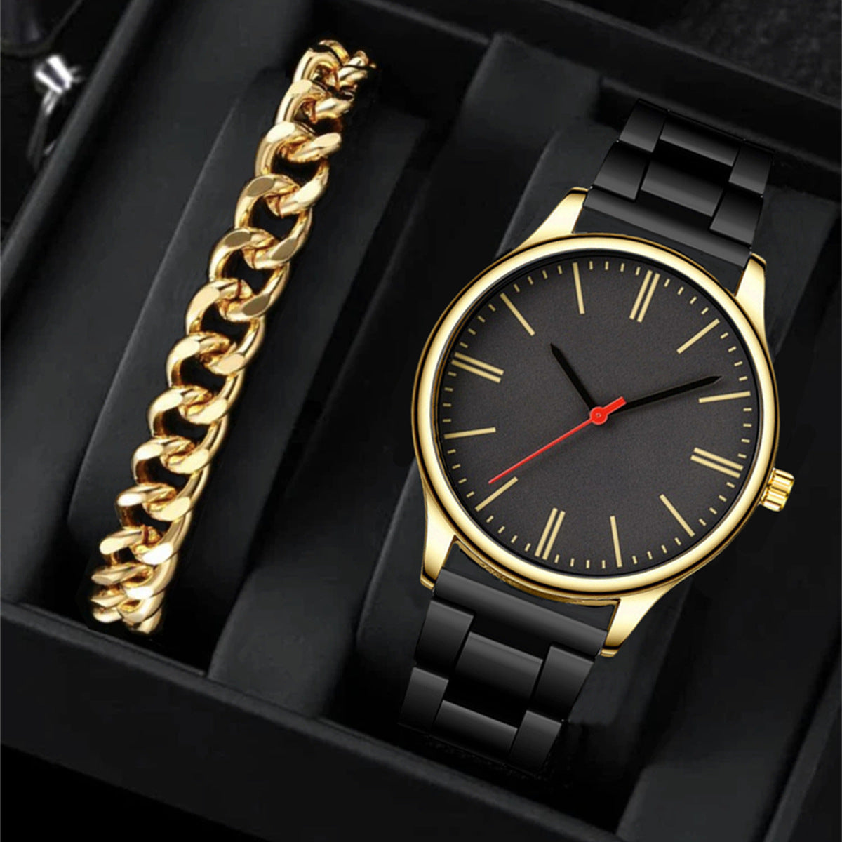 New men's personality fashion trend sports men's steel strap watch business quartz watch