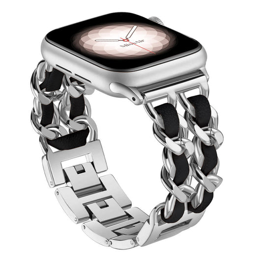 Apple Watch Metal strap IWATCH 1-8 Watch with stainless steel double chain leather watch strap