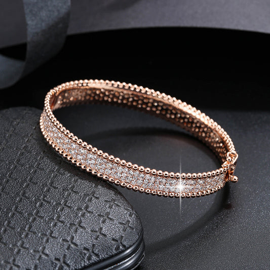 Simple Bangle Bracelet With Full Of Sparkly Zircon Bracelet All-match Jewelry For Women & Girls Clothing Accessories