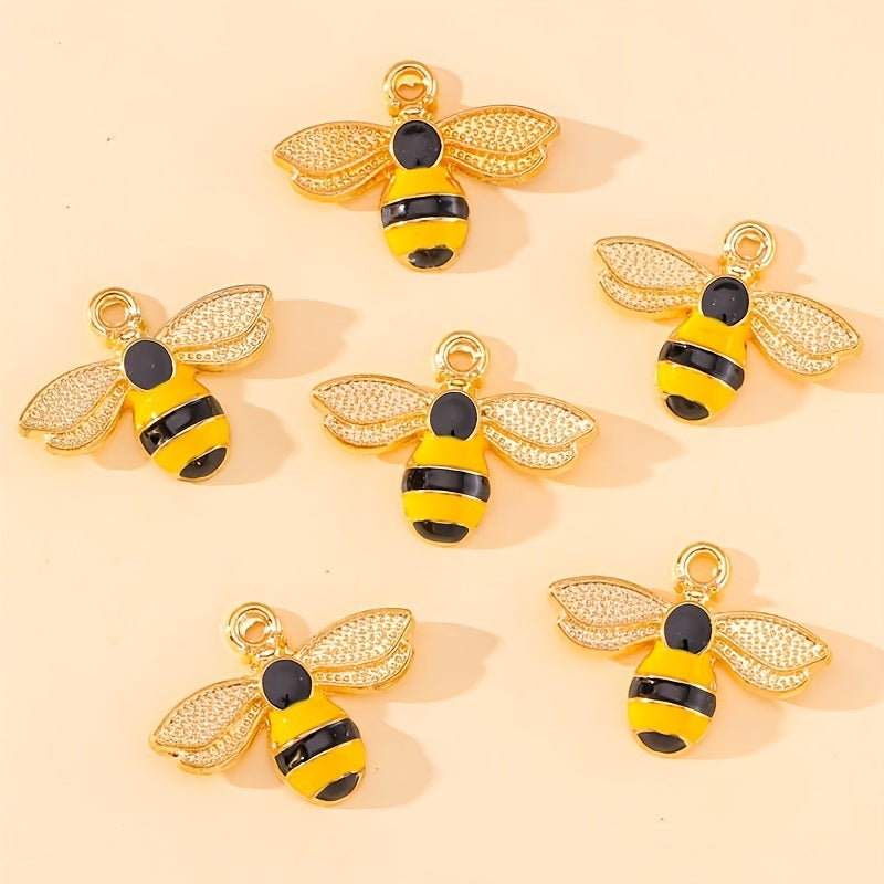 10/30pcs Golden Bee Shape DIY Ear Pendant Necklace Bracelet Pendant Jewelry Accessories